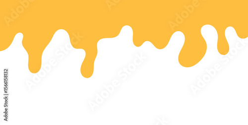 Dripping sweet yellow honey, isolated melting maple syrup. Vector golden organic sticky oil or juice liquid with drops. Flowing droplets of nectar