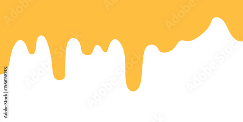 Dripping sweet yellow honey, isolated melting maple syrup. Vector golden organic sticky oil or juice liquid with drops. Flowing droplets of nectar
