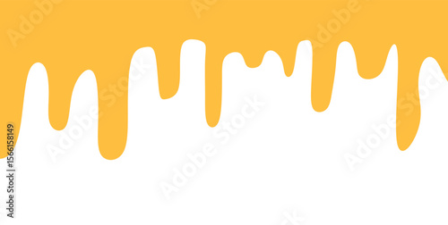 Dripping sweet yellow honey, isolated melting maple syrup. Vector golden organic sticky oil or juice liquid with drops. Flowing droplets of nectar