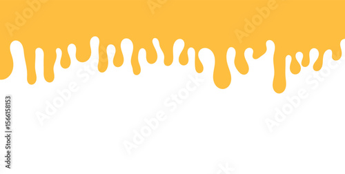 Dripping sweet yellow honey, isolated melting maple syrup. Vector golden organic sticky oil or juice liquid with drops. Flowing droplets of nectar