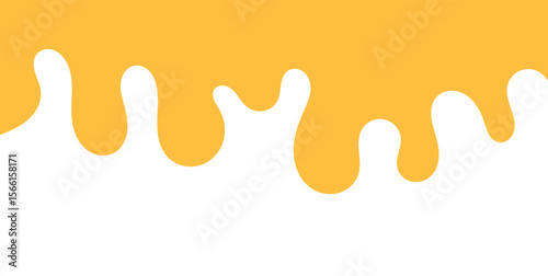 Dripping sweet yellow honey, isolated melting maple syrup. Vector golden organic sticky oil or juice liquid with drops. Flowing droplets of nectar