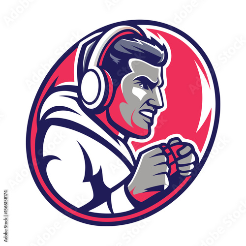 Focused gamer in profile, holding controller