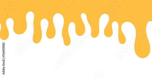 Dripping sweet yellow honey, isolated melting maple syrup. Vector golden organic sticky oil or juice liquid with drops. Flowing droplets of nectar