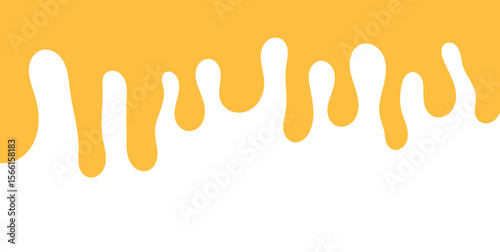 Dripping sweet yellow honey, isolated melting maple syrup. Vector golden organic sticky oil or juice liquid with drops. Flowing droplets of nectar
