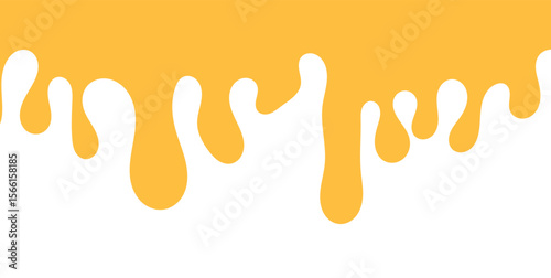 Dripping sweet yellow honey, isolated melting maple syrup. Vector golden organic sticky oil or juice liquid with drops. Flowing droplets of nectar