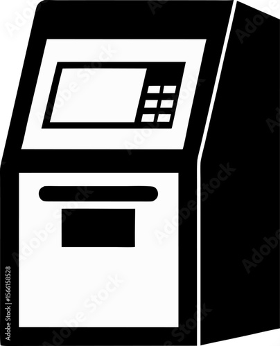Automated Teller Machine Vector Graphic Monochrome