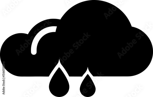 Cloud with Rain Drops Black Vector Illustration