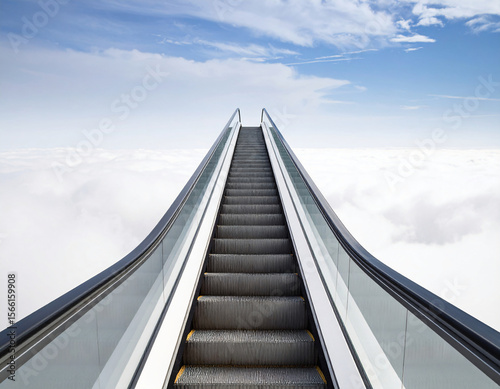 Abandoned Escalator Ascending into Sky