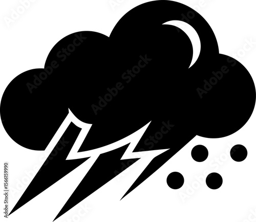 Hailstorm Weather Icon Black and White