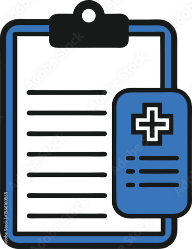 Line drawing of a medical report or medical record, medical chart line art vector illustration