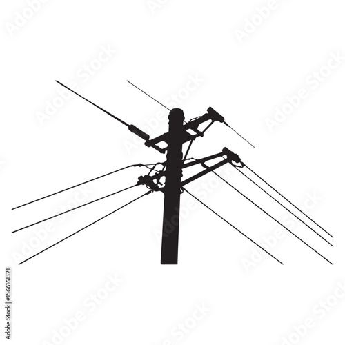 electric pole vector power lines on a white background