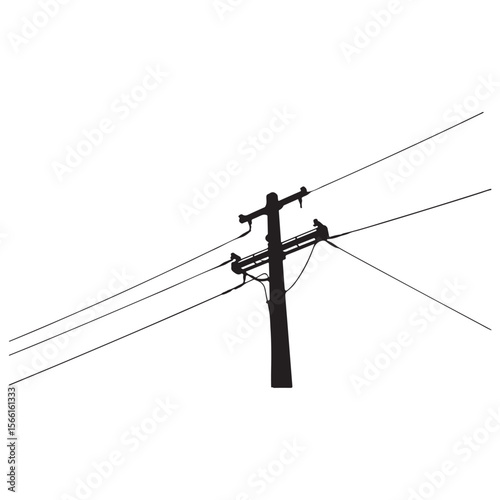 electric pole vector power lines on a white background
