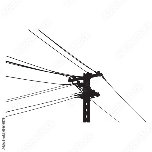 electric pole vector power lines on a white background