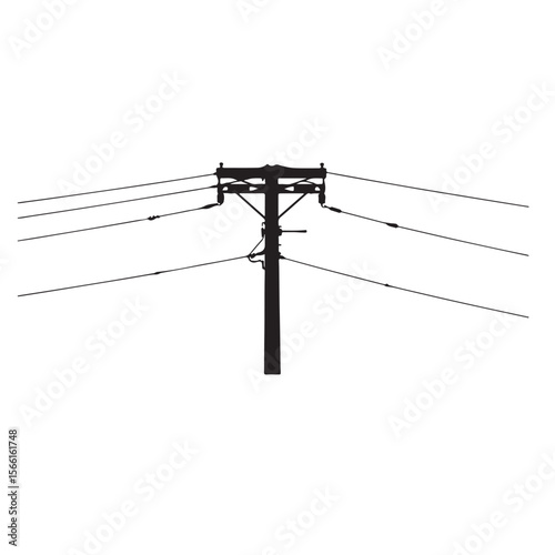 electric pole vector power lines on a white background