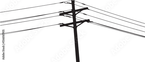 electric pole vector power lines on a white background