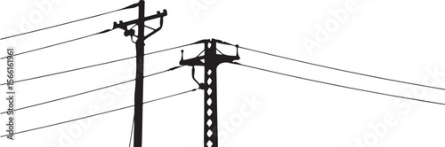 electric pole vector power lines on a white background