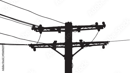 electric pole vector power lines on a white background