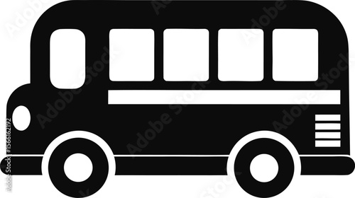 Monochrome Yellow School Bus Illustration