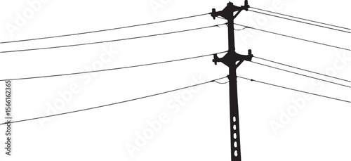 electric pole vector power lines on a white background