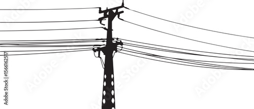 electric pole vector power lines on a white background