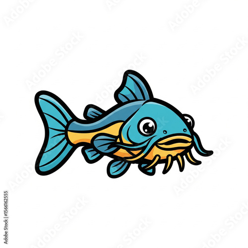 Cute Catfish Vector Icon - Colorful Cartoon Fish Illustration for Kids