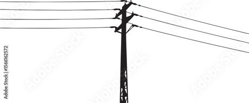 electric pole vector power lines on a white background vector illustration of electric wires