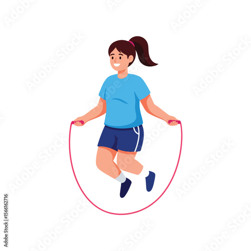 girl in red vector cartoon illustration