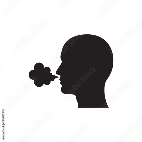 Silhouette of human head breathing vector isolated on white background
