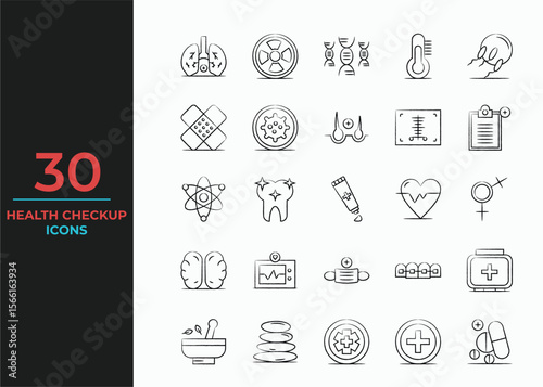 Medical and Pharmaceutical icon set with prescription pad, medicine bottle, pill dispenser, lab test, blood donation, medical conference, research study, medical ethics icon. Simple glyph 