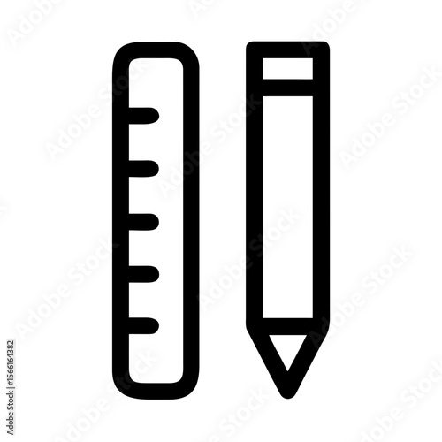 pencil and ruler vector icon isolated on white