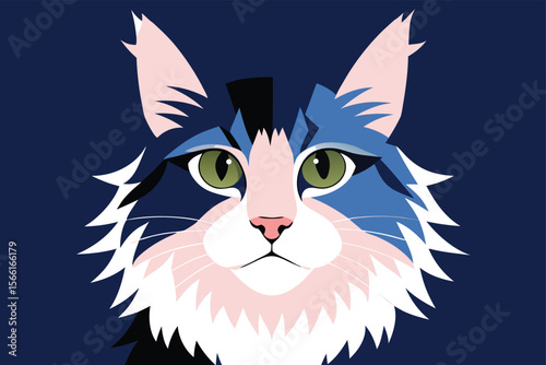 Digital painting of a majestic maine coon cat s face with intricate details