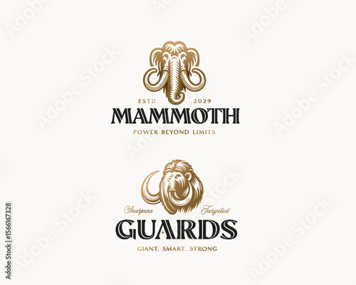 vintage majestic beast mammoth logo template
