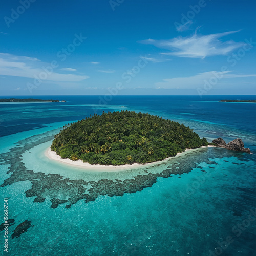 Aerial View of Tropical Island with Turquoise Water and White Sand Beach – Paradise Nature Landscape