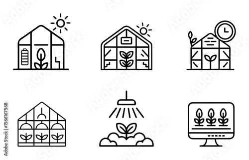 Wallpaper Mural Smart Farming and Greenhouse Agriculture Outline Icons. Torontodigital.ca