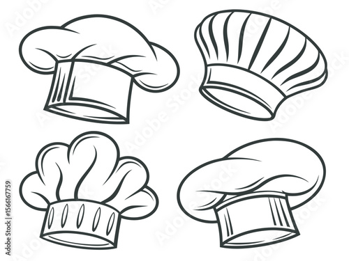 a set of high-quality chef hat icons in clean vector format,