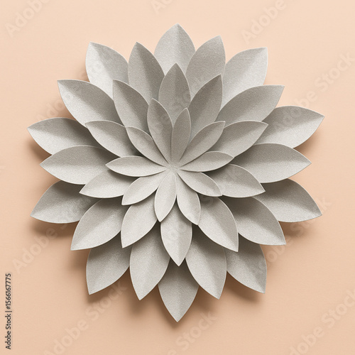 Handcrafted Paper Flower with Layered Petals on Beige Background