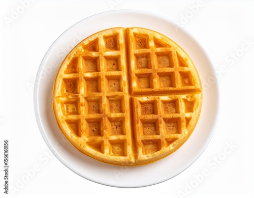Waffle on a plate white background.