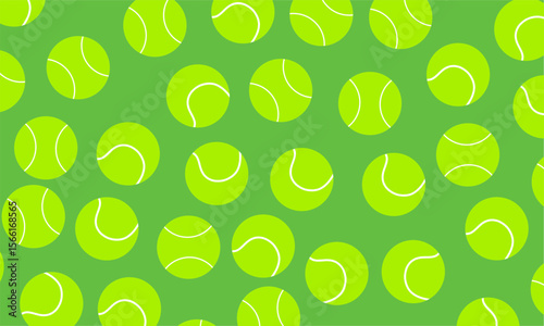 Vector seamless pattern with tennis ball. Tennis ball icon.

