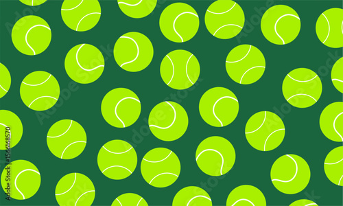 Tennis ball seamless pattern. Vector seamless pattern or background with tennis balls. For textile, wrapping paper, background.