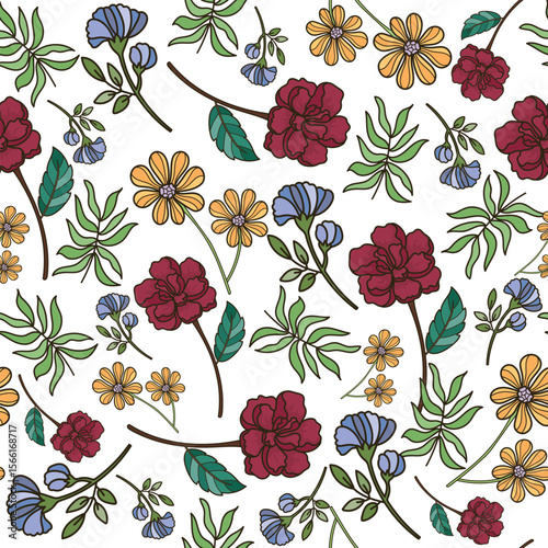 Wallpaper Mural coquette seamless  vintage flowers pattern.  Torontodigital.ca