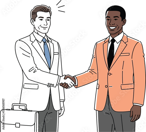 Business handshake cartoon illustration partnership deal agreement success