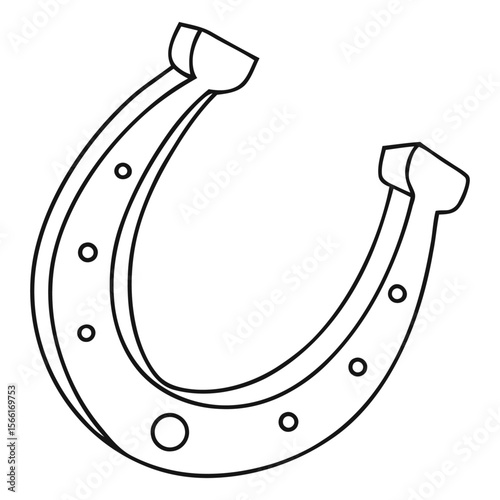 Rounded Lucky Horseshoe Outline Vector Graphic