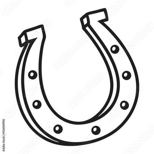 Bold Outline Horseshoe with Solid Holes Vector