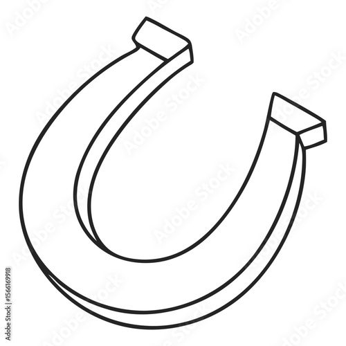 Minimalist 3D Horseshoe Outline Vector