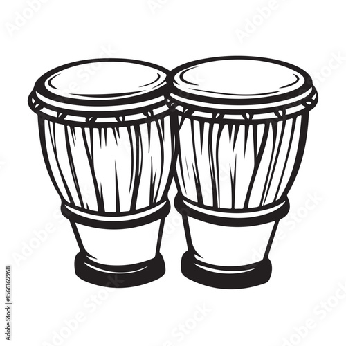 Traditional Bongo Drums silhouette, a vibrant percussion instrument – Bongo Drums illustration – Bongo Drums vector – Musical instrument silhouette 