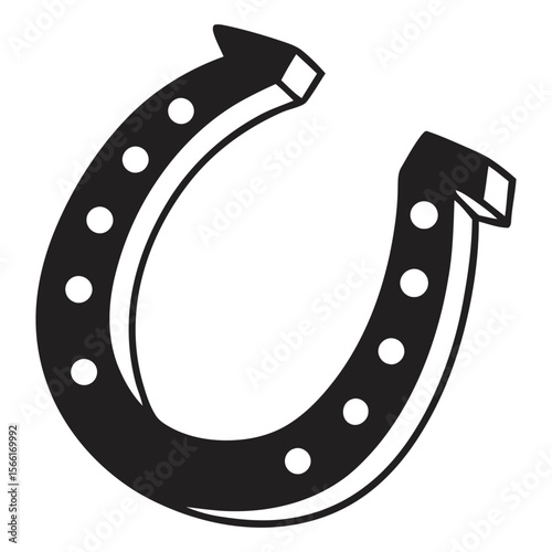 Solid Black Lucky Horseshoe Icon Vector