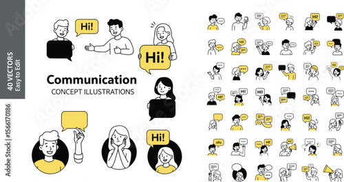 Communication concept illustrations vector art for social media marketing