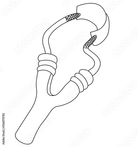 Cute cartoon hand drawn vector slingshot outline.