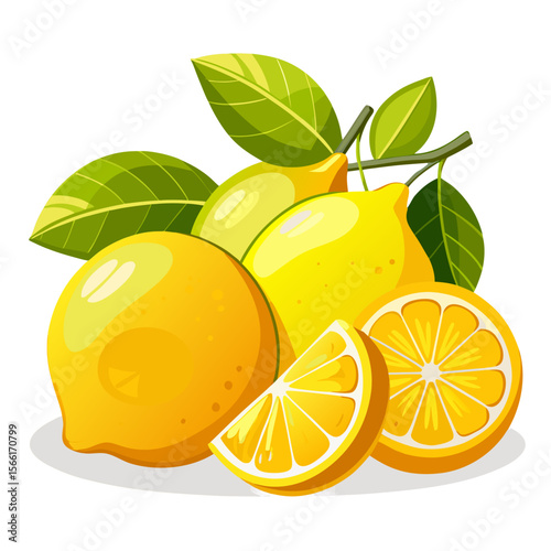 Lemon PNG Vector Illustration – Whole, Sliced, Juicy, Fresh Citrus Fruit Isolated