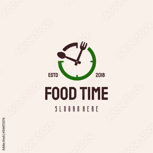 Food Time logo hipster retro vintage vector template, Restaurant logo